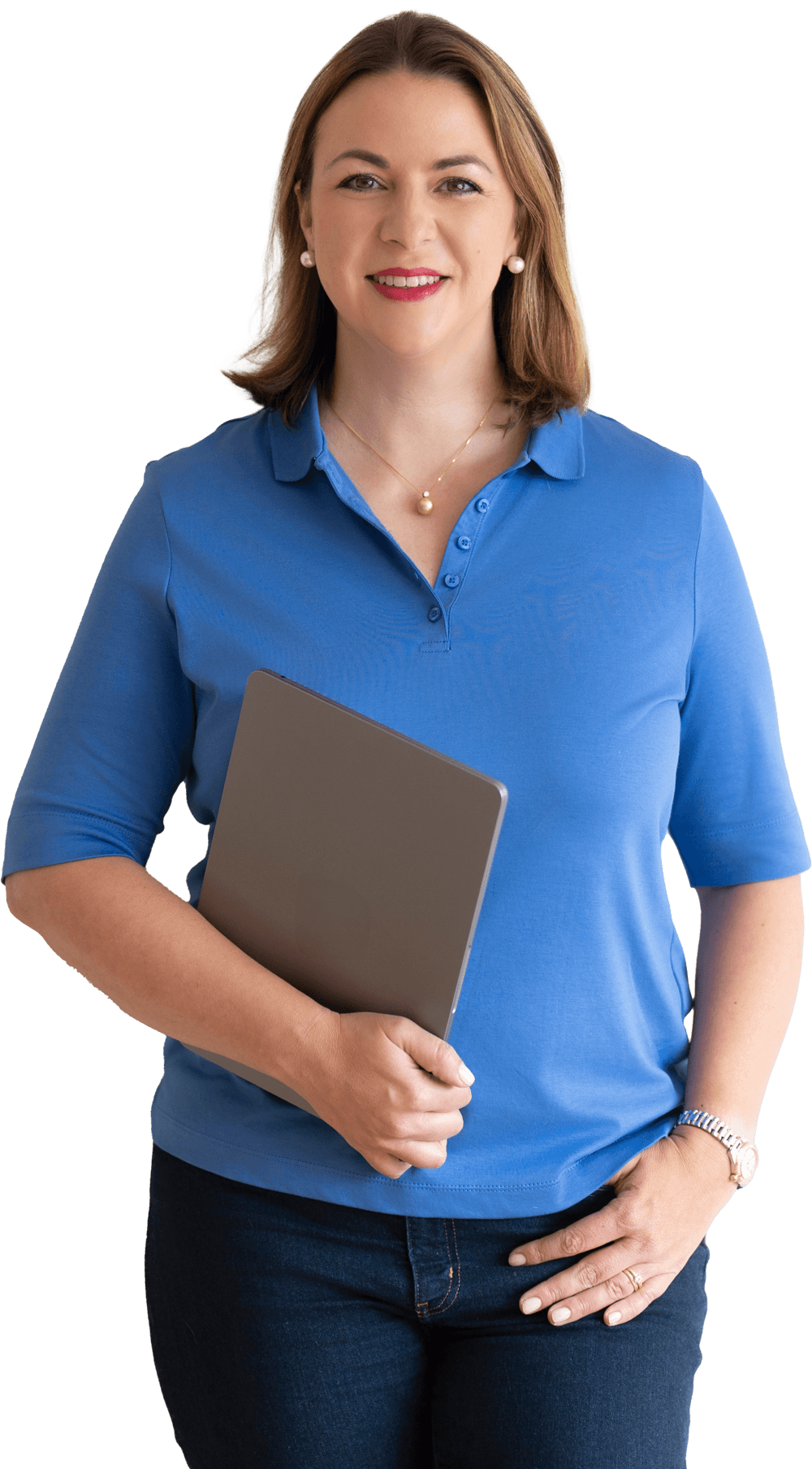 Victoria Beckers von Energie durch Entwicklung lächelt freundlich in die Kamera und trägt eine blaue Bluse – Freistellerbild Victoria Beckers von Energie durch Entwicklung lächelt freundlich in die Kamera und trägt eine blaue Bluse – Freistellerbild